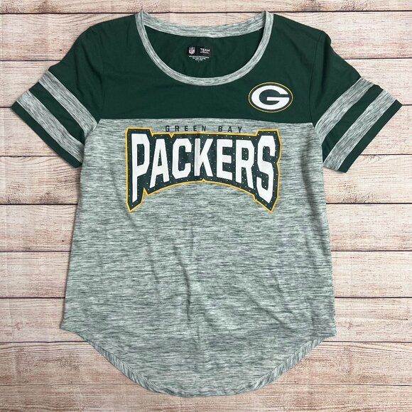 NFL Green Bay Packers Women's Shirt Size L Space Dye Stripe Sleeve Team Apparel - Picture 1 of 11